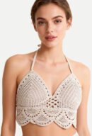 Openwork Crochet Halter Beach Top (1901)