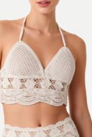 Floral Pattern Crochet Halter Beach Top (1920)