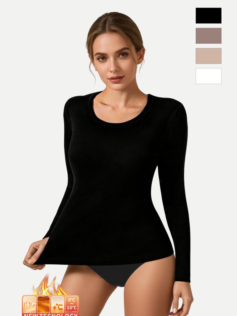 Women's Velvet Crew Neck Thermal Top (F4338)