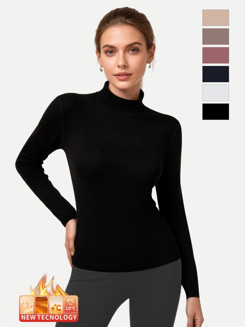 Women's Velvet Mock Neck Thermal Top (F4339)