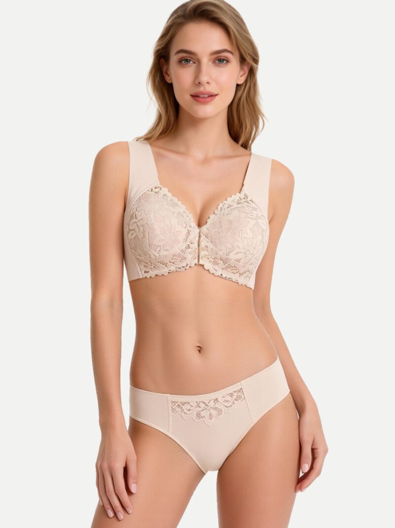 Lace Trim Invisible Front-Closure Bra(J5855)