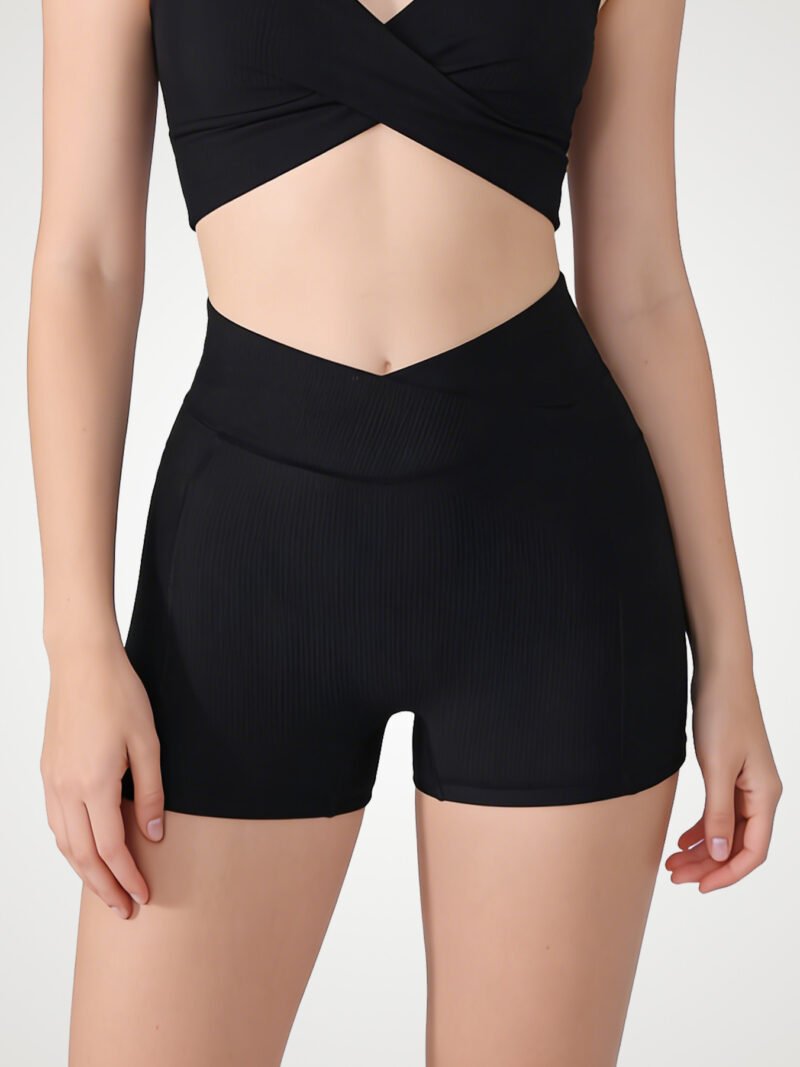 Ribbed High-Waist Yoga Shorts (YG25)