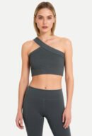 One-Shoulder Seamless Sports Bra, Trendy Activewear Yoga Top (T253)